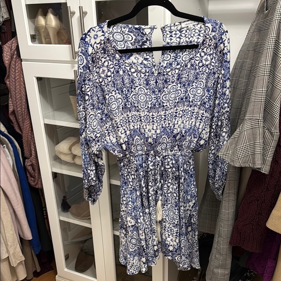 white birch Pants - White Birch Blue and White Floral Jumpsuit